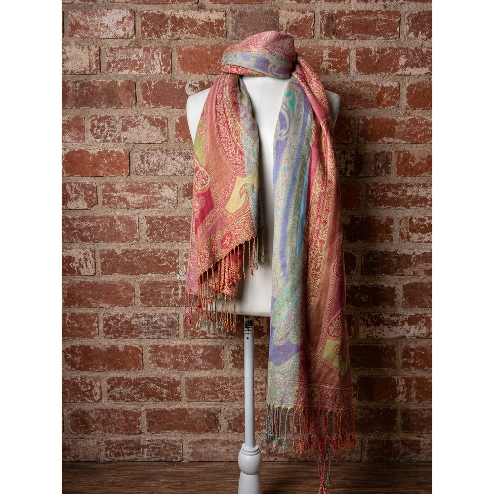 Paisley Shawl Scarf Wrap Boho Festival Hippie Pastel Layering Psychedelic Fall